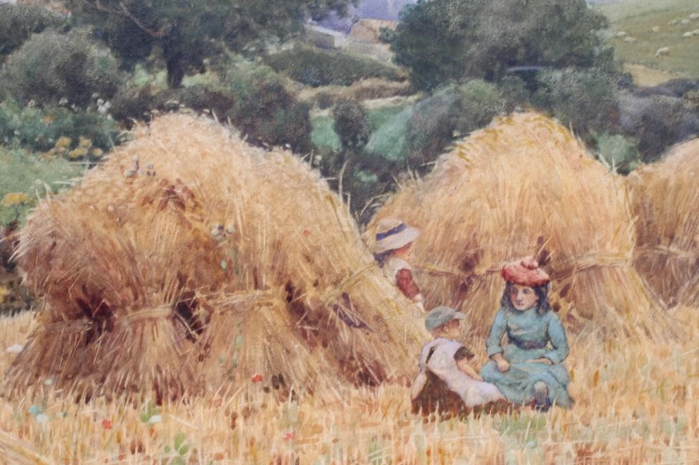 JOHN MCDOUGAL (1851-1945) Harvest Time, signed lower right, dated 1909, watercolour, 22" x 26 1/2", Image