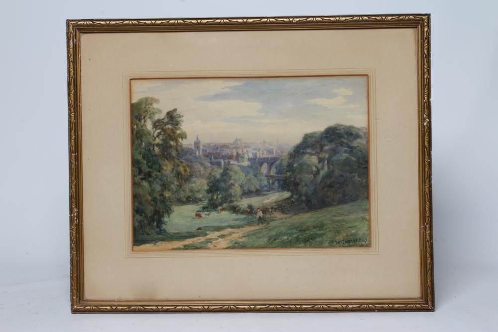 WILLIAM GREAVES (1852-1938) View of Knaresborough, signed lower right, watercolour, 10" x 13 1/2", Image