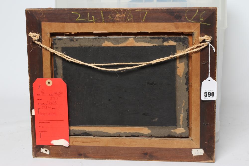 MANNER OF EUGENE BOUDIN (1824-1898) Busy Harbour Scene, oil on panel, 8" x 10 1/2", modern swept Image