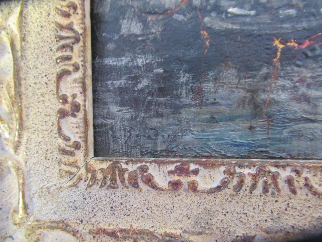 MANNER OF EUGENE BOUDIN (1824-1898) Busy Harbour Scene, oil on panel, 8" x 10 1/2", modern swept Image