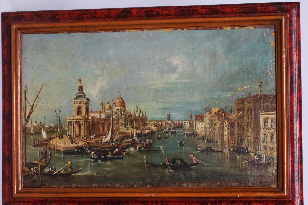 CONTINENTAL SCHOOL (19th Century) Pair of Venetian scenes, oils on canvas, each 12 1/2" x 20", Image