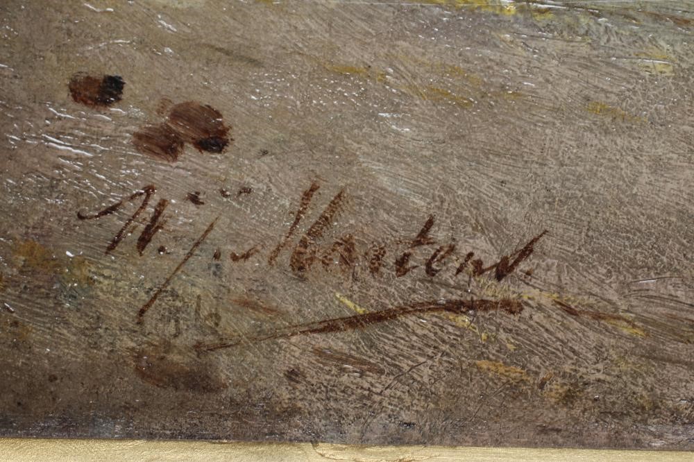 WILLY MARTENS (1856-1927) Children on a Rural Village Street, signed lower left, oil on panel, 9 Image