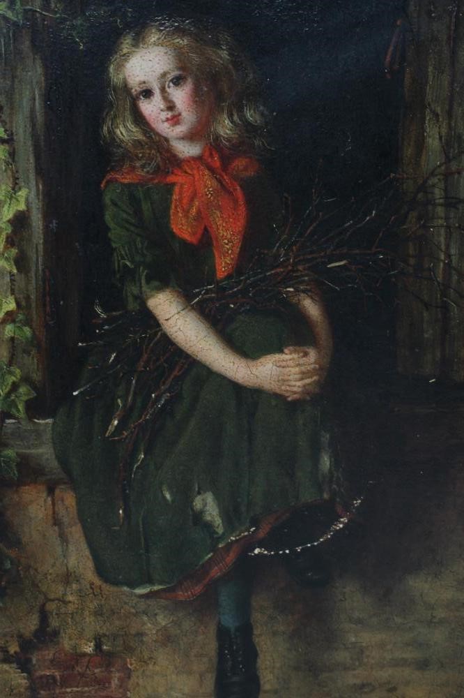 WILLIAM BROMLEY (Act. 1835-1888) Young Girl Seated in a Barn Window, signed lower left, gallery Image