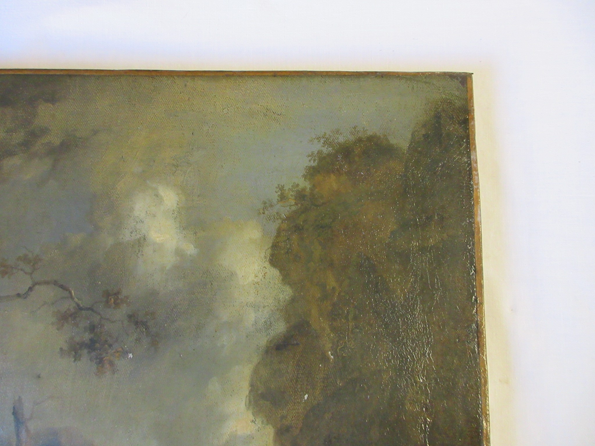 ENGLISH SCHOOL (19th Century) Rural Landscape with Figures on a Track, oil on canvas, 12" x 14 1/2", Image