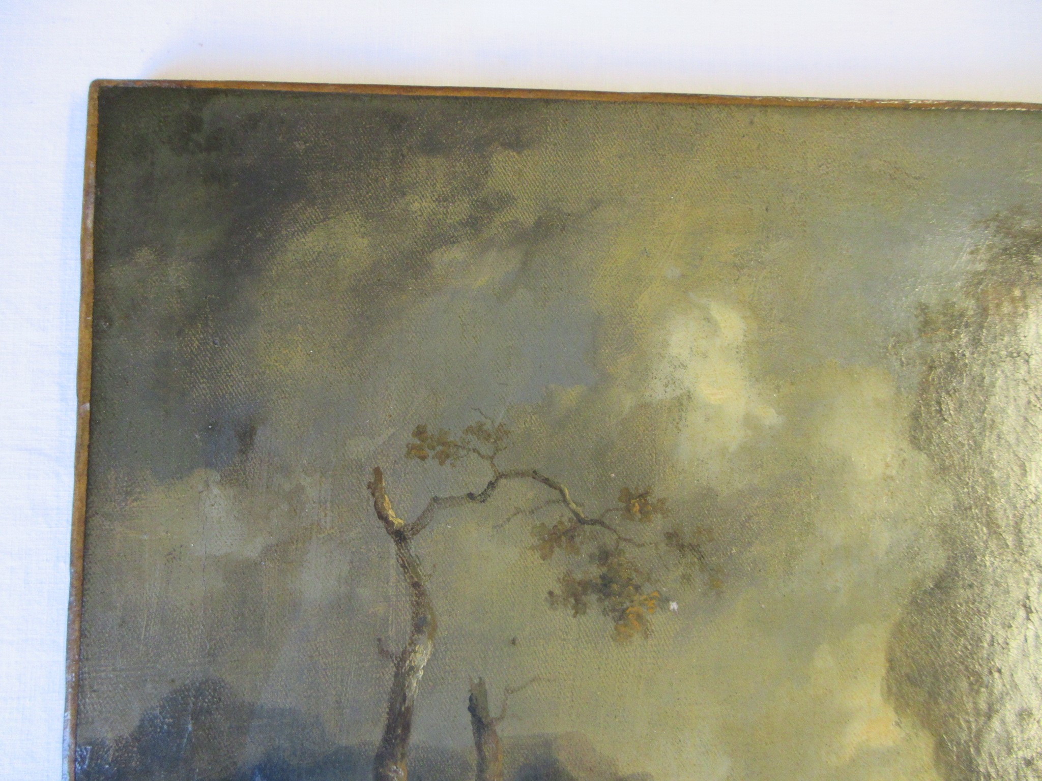 ENGLISH SCHOOL (19th Century) Rural Landscape with Figures on a Track, oil on canvas, 12" x 14 1/2", Image