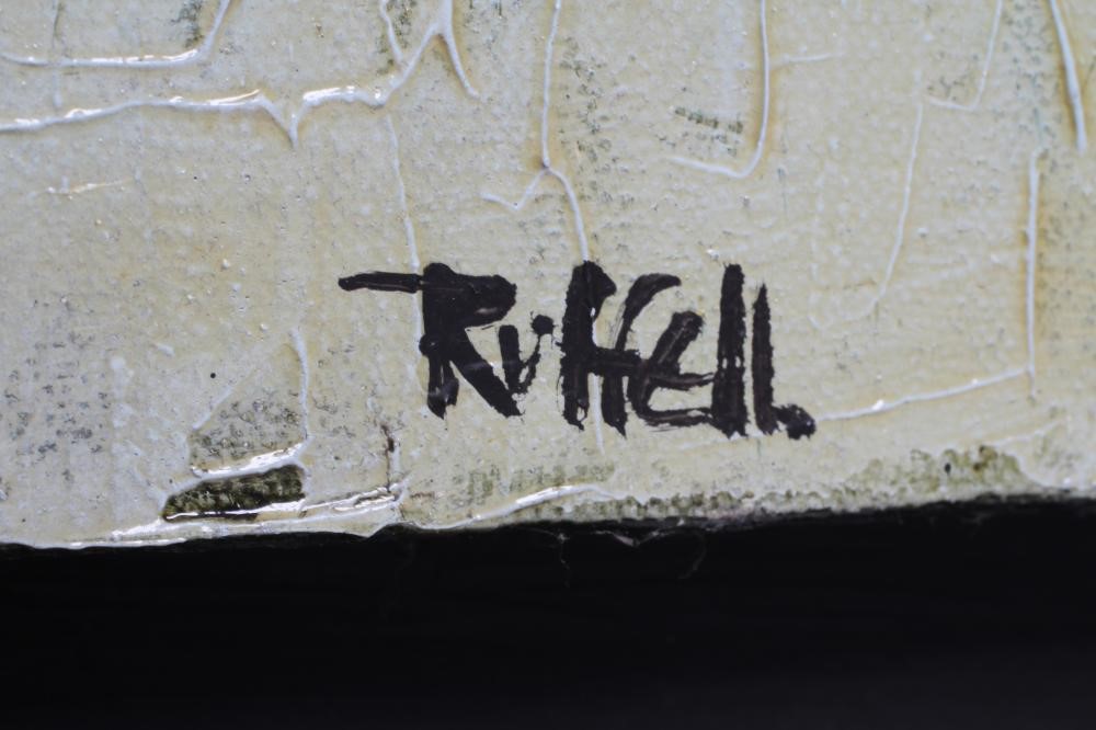 COLIN RUFFELL (b.1939) Busy Street Scene, signed lower left, oil on canvas, 24" Image