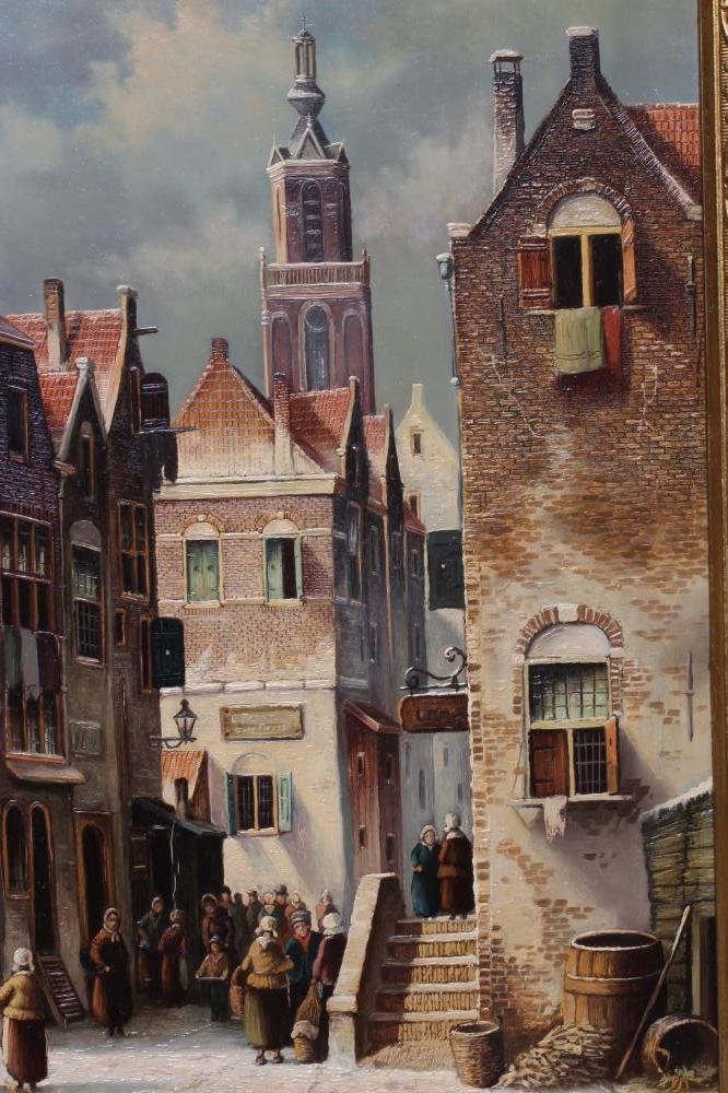 PIETER CORNELIS STEENHOUWER (1896-1972) Dutch Winter Street Scene, signed lower left, oil on panel, Image