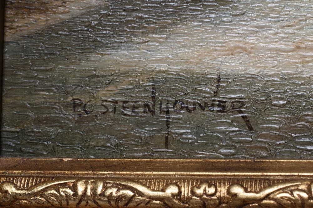 PIETER CORNELIS STEENHOUWER (1896-1972) Dutch Winter Street Scene, signed lower left, oil on panel, Image