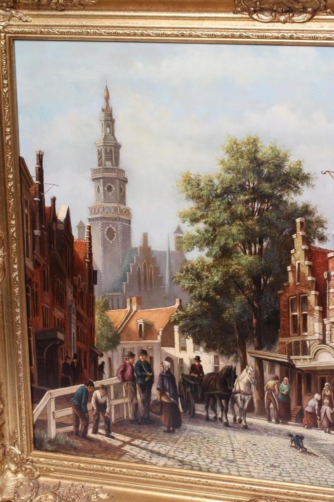 PIETER CORNELIS STEENHOUWER (1896-1972) Busy Dutch Street Scene, signed lower right, oil on panel, Image