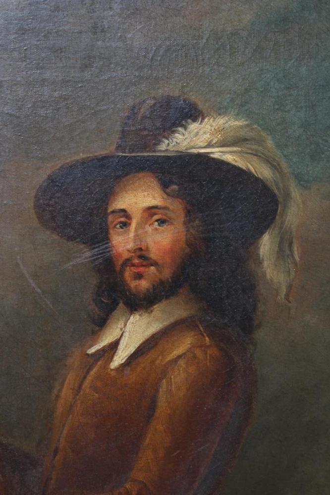 CONTINENTAL SCHOOL (19th Century) Portrait of a soldier on a horse in mid 17th century costume, oil Image