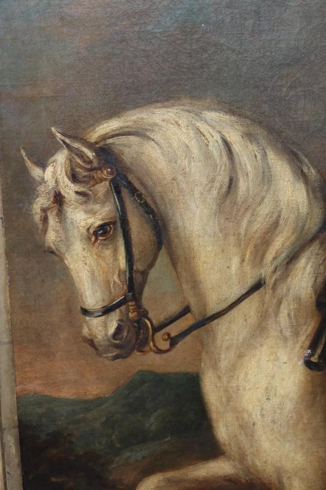 CONTINENTAL SCHOOL (19th Century) Portrait of a soldier on a horse in mid 17th century costume, oil Image