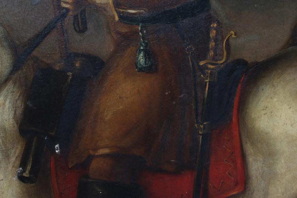 CONTINENTAL SCHOOL (19th Century) Portrait of a soldier on a horse in mid 17th century costume, oil Image