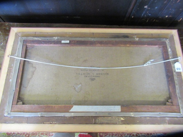 CONTINENTAL SCHOOL (Late 19th century) View of the Bosphorous and Constantinople, oil on canvas, 15" Image