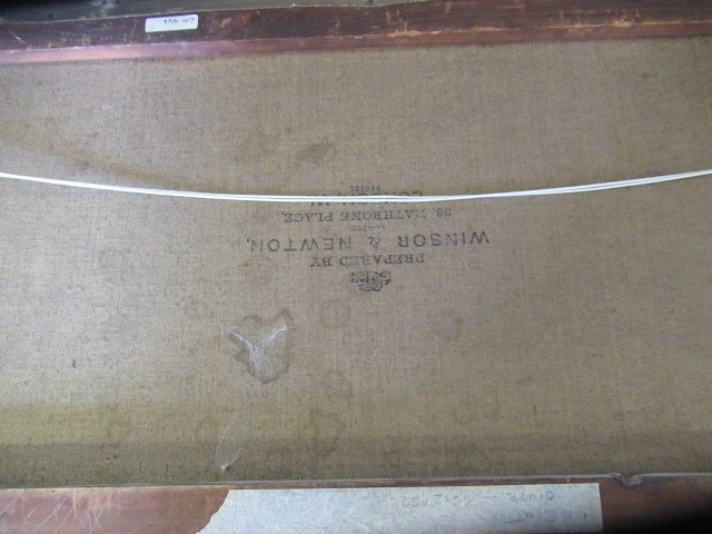 CONTINENTAL SCHOOL (Late 19th century) View of the Bosphorous and Constantinople, oil on canvas, 15" Image