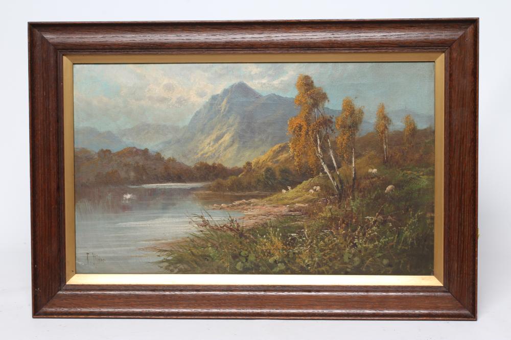 FRANK HIDER (1861-1933) View of a Scottish Loch, signed lower left, oil on canvas, 12" x 20", oak Image