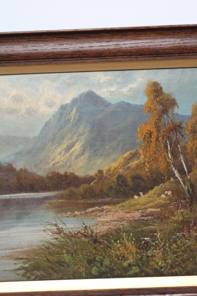 FRANK HIDER (1861-1933) View of a Scottish Loch, signed lower left, oil on canvas, 12" x 20", oak Image