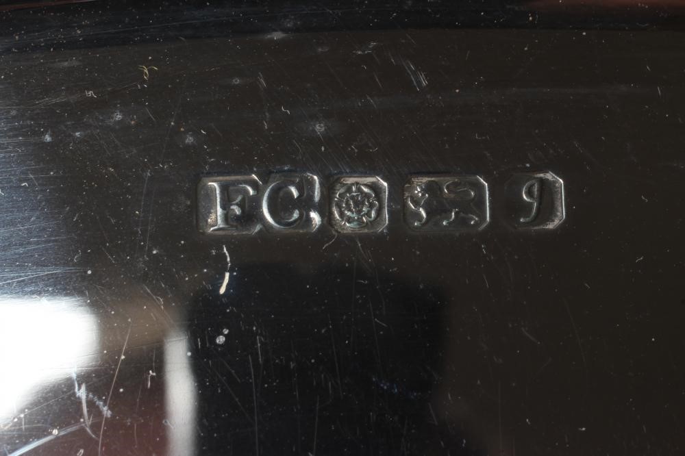 A SILVER TRAY, by Frank Cobb, Sheffield 1983, of plain oval form with two cast leaf handles and low Image