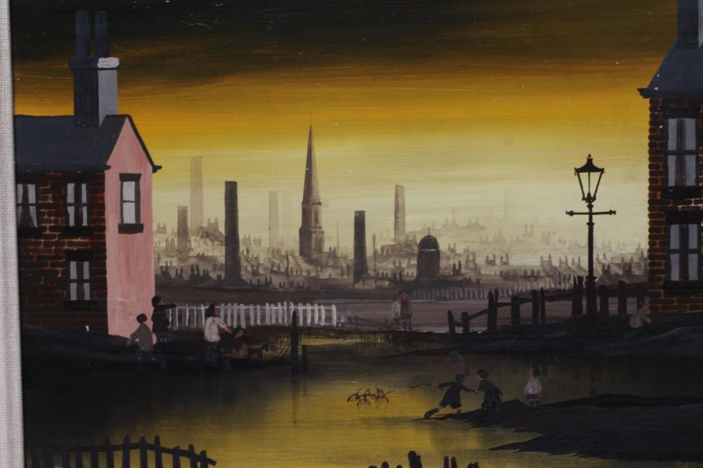 BRIAN SHIELDS 'BRAAQ' (1951-1997) Rescuing a Go Cart, signed lower right, oil on panel, 12" x 10", Image