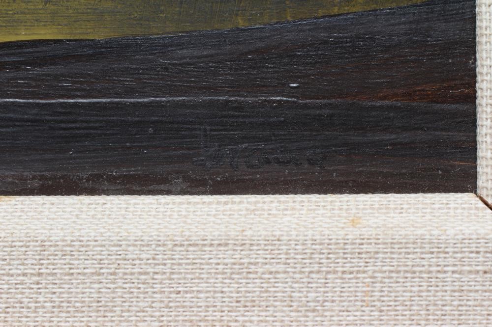 BRIAN SHIELDS 'BRAAQ' (1951-1997) Rescuing a Go Cart, signed lower right, oil on panel, 12" x 10", Image