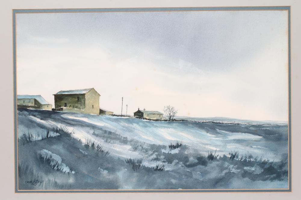 ASHLEY JACKSON (b.1940) Moorland Farm Buildings, signed lower left, watercolour, 14" x 21", framed Image