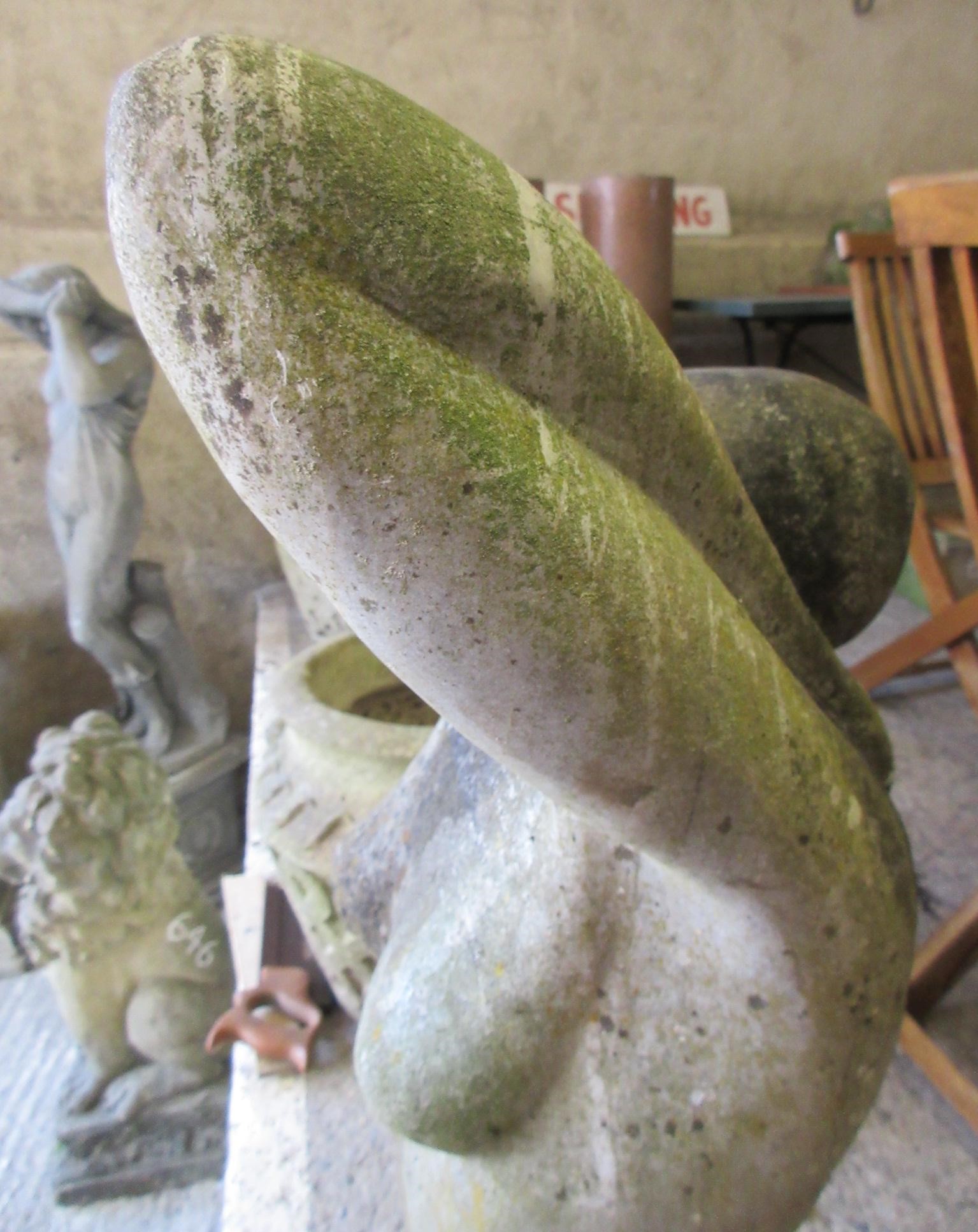 A MARBLE FEMALE NUDE FIGURE, 20th century, modernist, half length, modelled with arms stretched Image