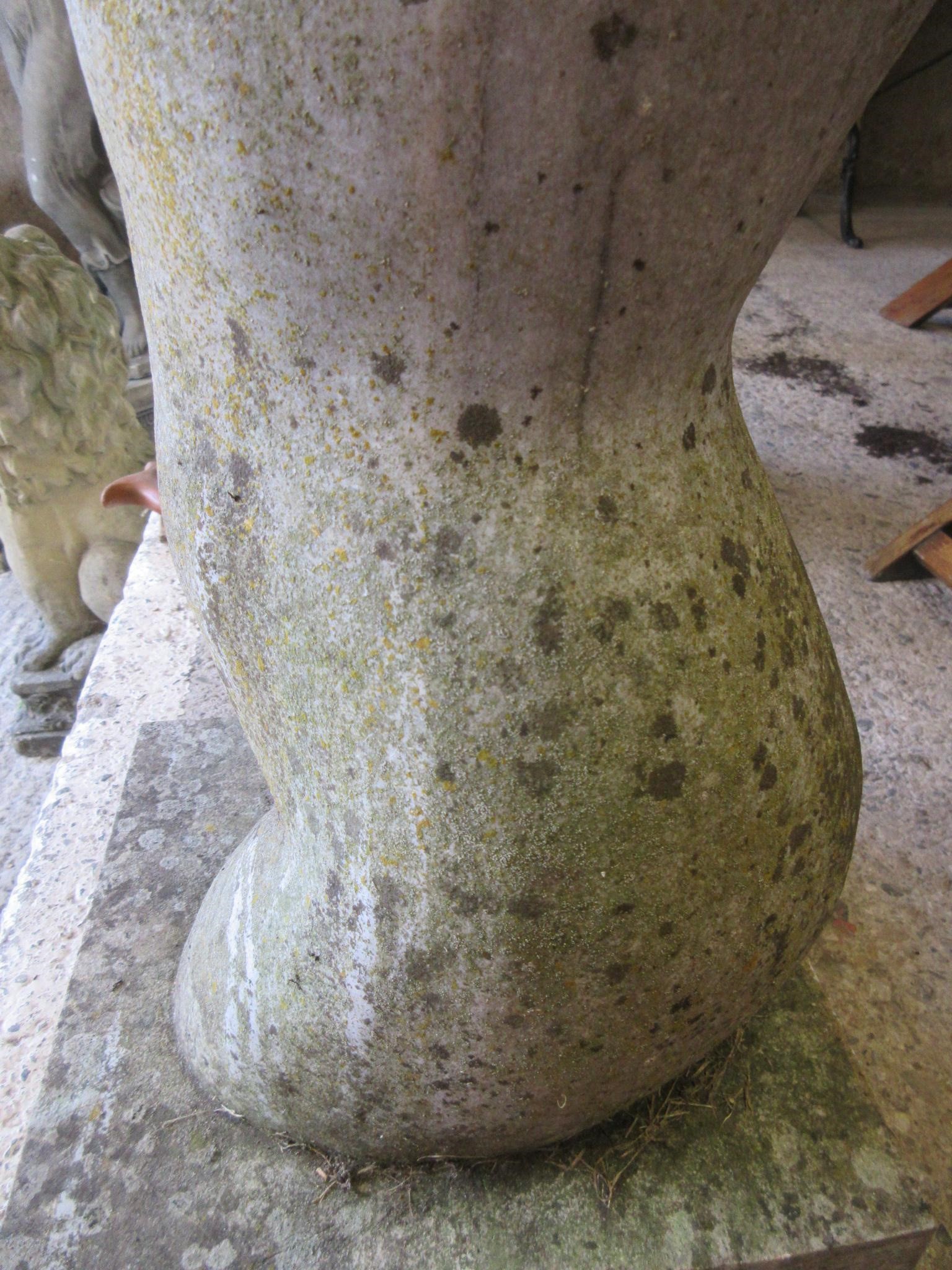 A MARBLE FEMALE NUDE FIGURE, 20th century, modernist, half length, modelled with arms stretched Image