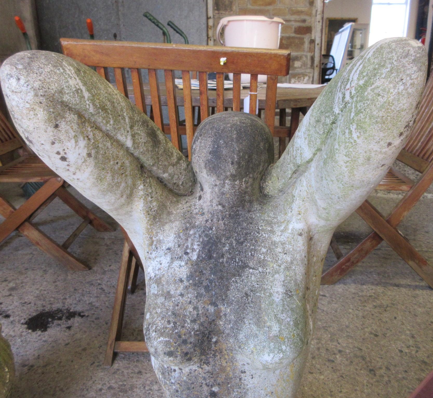 A MARBLE FEMALE NUDE FIGURE, 20th century, modernist, half length, modelled with arms stretched Image