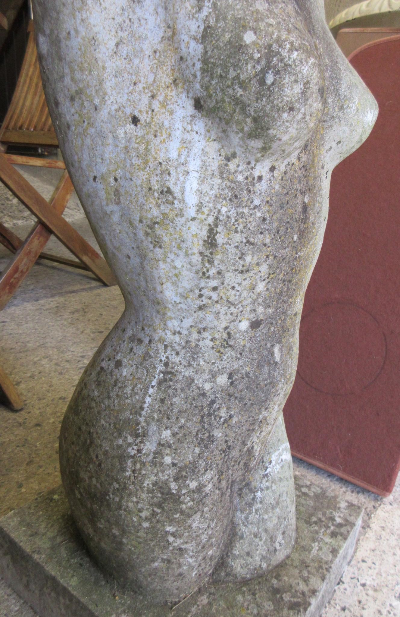 A MARBLE FEMALE NUDE FIGURE, 20th century, modernist, half length, modelled with arms stretched Image