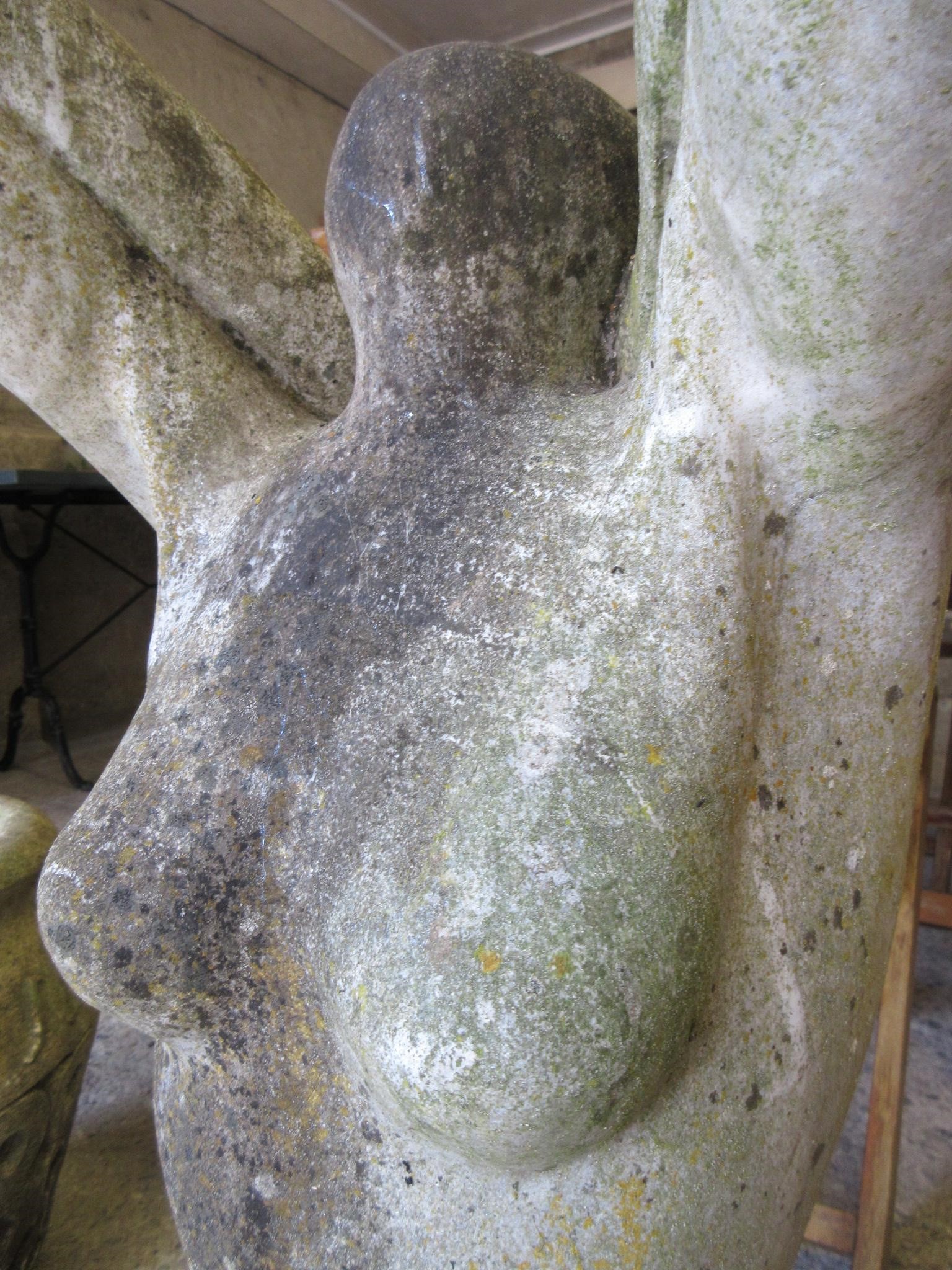 A MARBLE FEMALE NUDE FIGURE, 20th century, modernist, half length, modelled with arms stretched Image