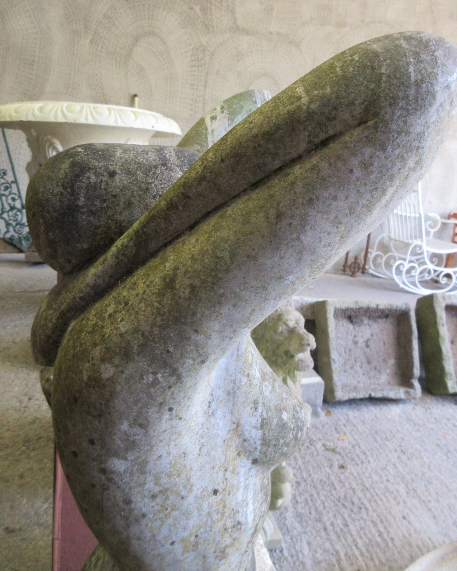 A MARBLE FEMALE NUDE FIGURE, 20th century, modernist, half length, modelled with arms stretched Image