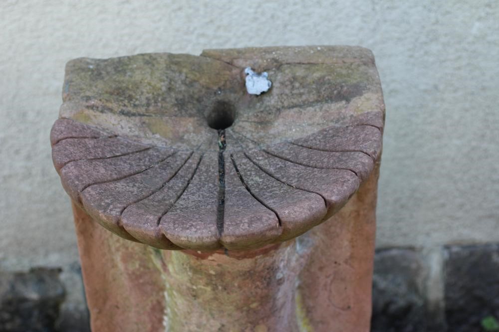 A CARVED STONE FLAT BACK BIRD BATH, with fluted bowl, Image