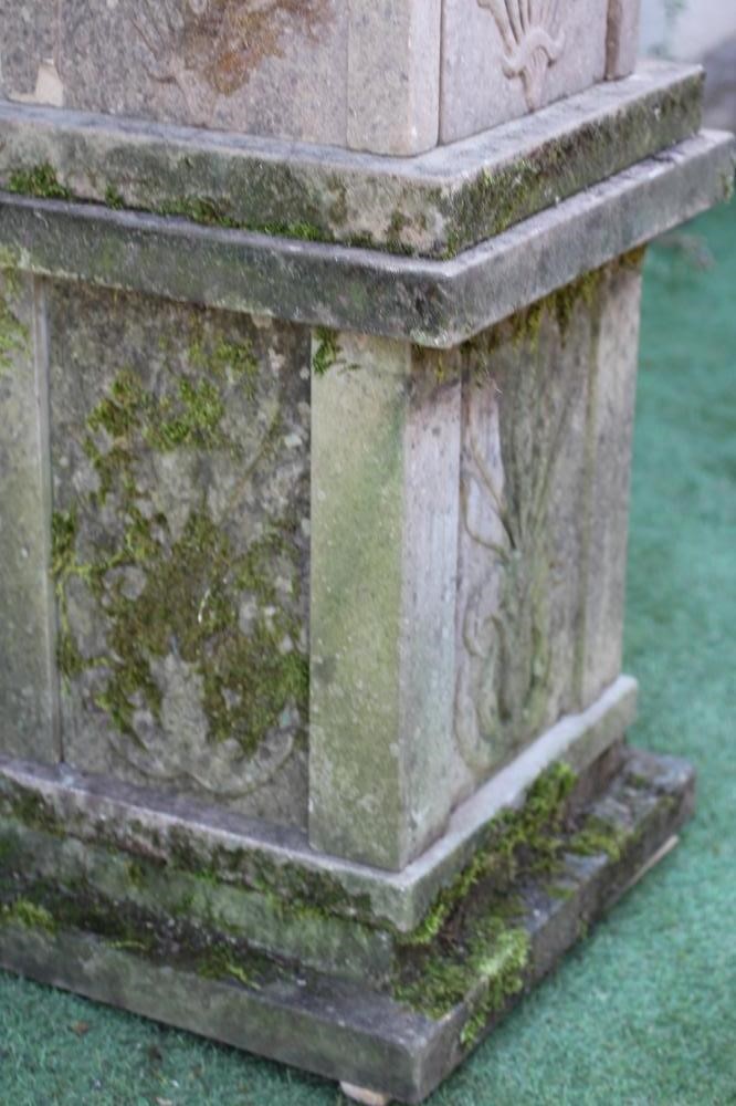 A CARVED SANDSTONE FOUNTAIN of square form with flat top Image