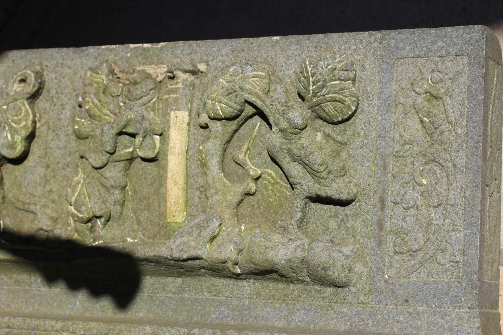 AN INDO CHINESE CARVED GRANITE(?) TEMPLE FRIEZE PANEL Image