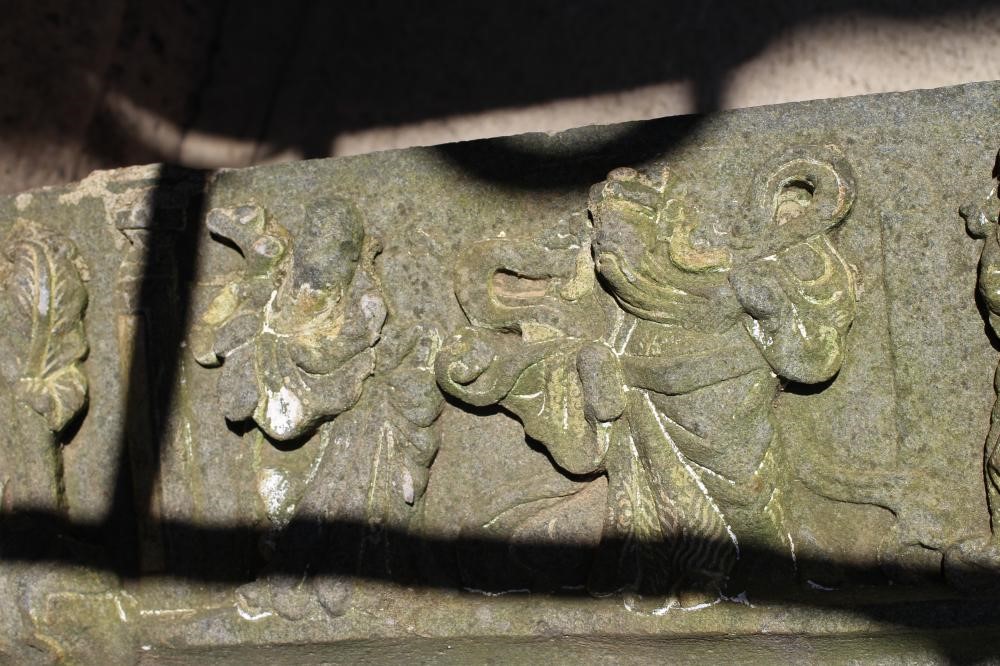 AN INDO CHINESE CARVED GRANITE(?) TEMPLE FRIEZE PANEL Image