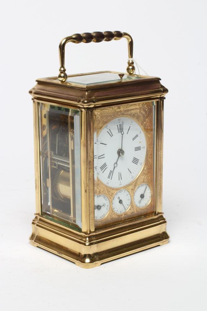A FRENCH BRASS CASED REPEATER CARRIAGE CLOCK Image