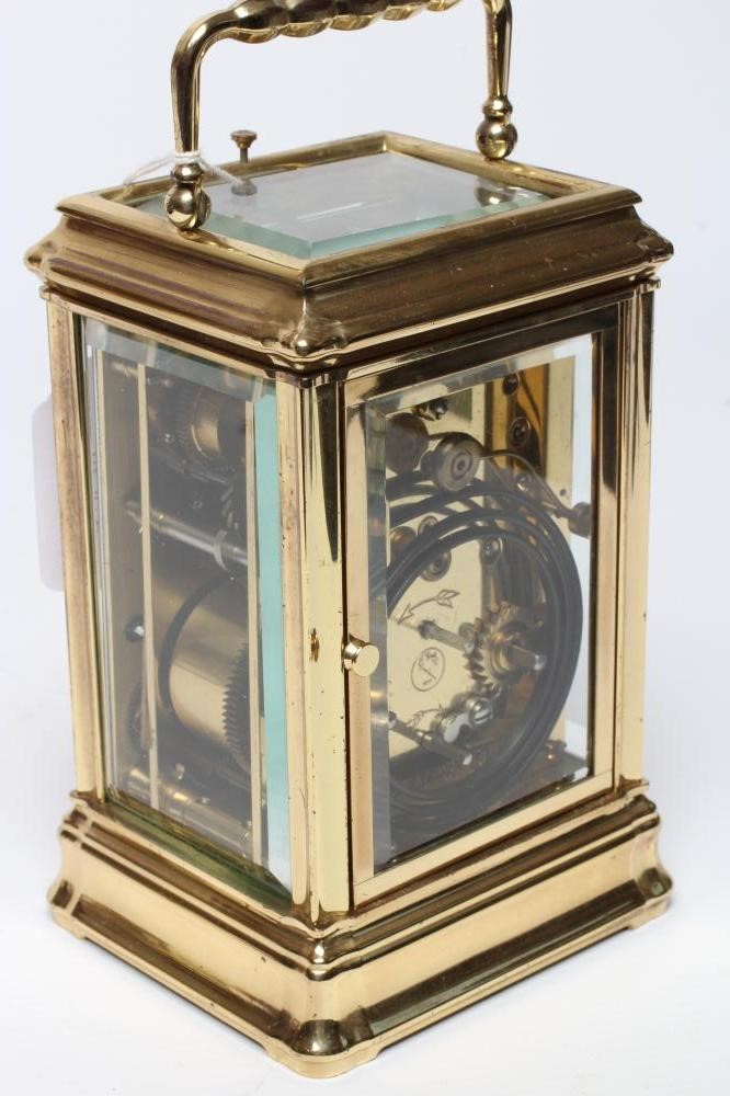 A FRENCH BRASS CASED REPEATER CARRIAGE CLOCK Image