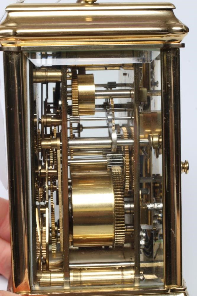 A FRENCH BRASS CASED REPEATER CARRIAGE CLOCK Image