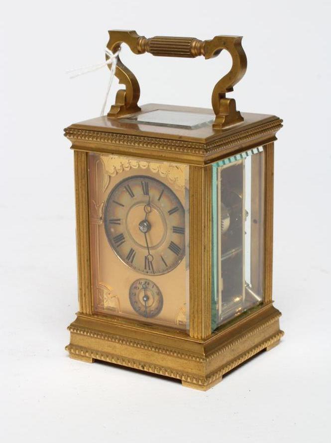 A FRENCH BRASS CASED CARRIAGE CLOCK Image