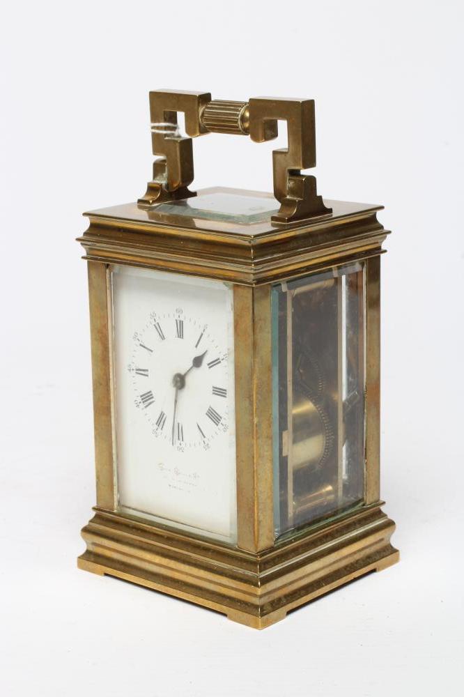 A BRASS CASED CARRIAGE CLOCK Image