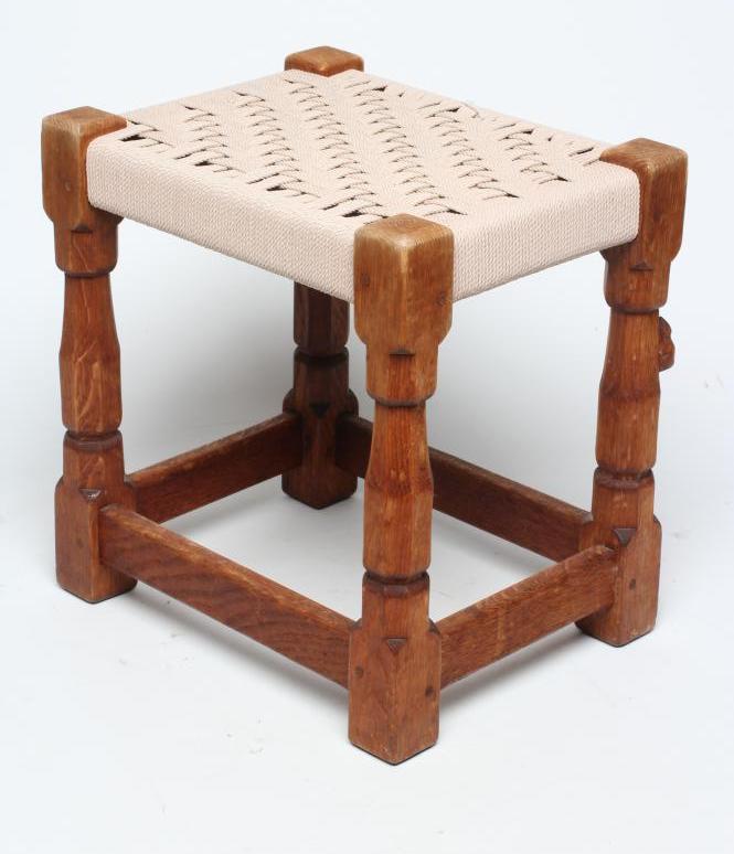 A ROBERT THOMPSON OAK STOOL Image
