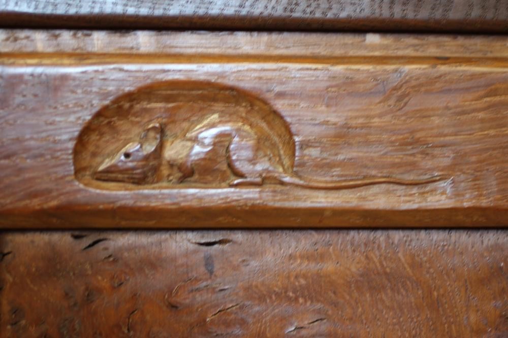 A ROBERT THOMPSON ADZED OAK STRAIGHT FRONT BUREAU Image