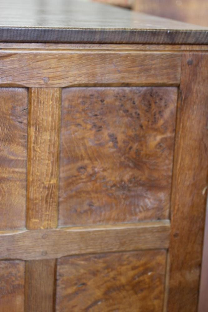 A ROBERT THOMPSON ADZED OAK STRAIGHT FRONT BUREAU Image