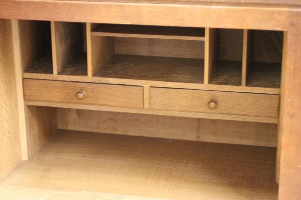A ROBERT THOMPSON ADZED OAK STRAIGHT FRONT BUREAU Image