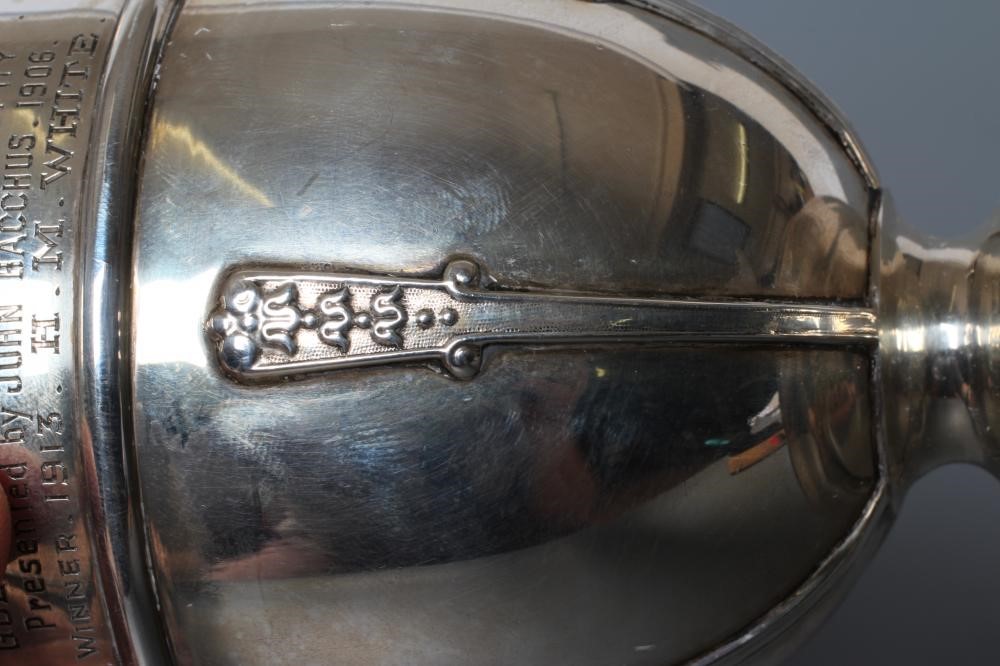 AN ARTS AND CRAFTS SILVER TROPHY CUP AND COVER Image