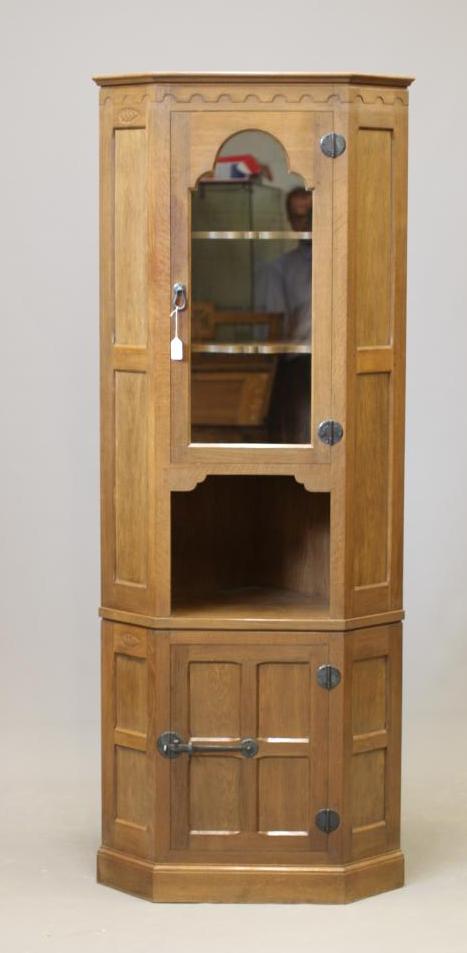 A DAVID LANGSTAFF ADZED OAK CORNER CUPBOARD Image