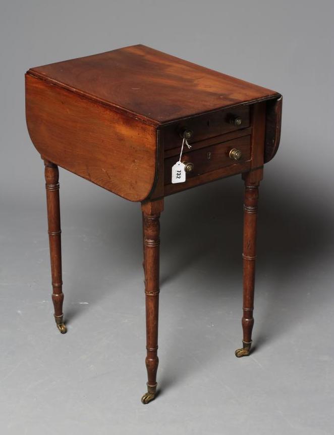 A REGENCY MAHOGANY DROP LEAF WORK TABLE Image