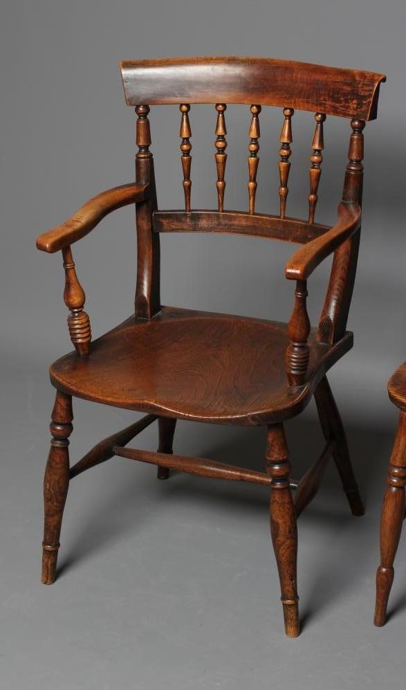 A SET OF FOUR ASH AND ELM WINDSOR KITCHEN CHAIRS Image