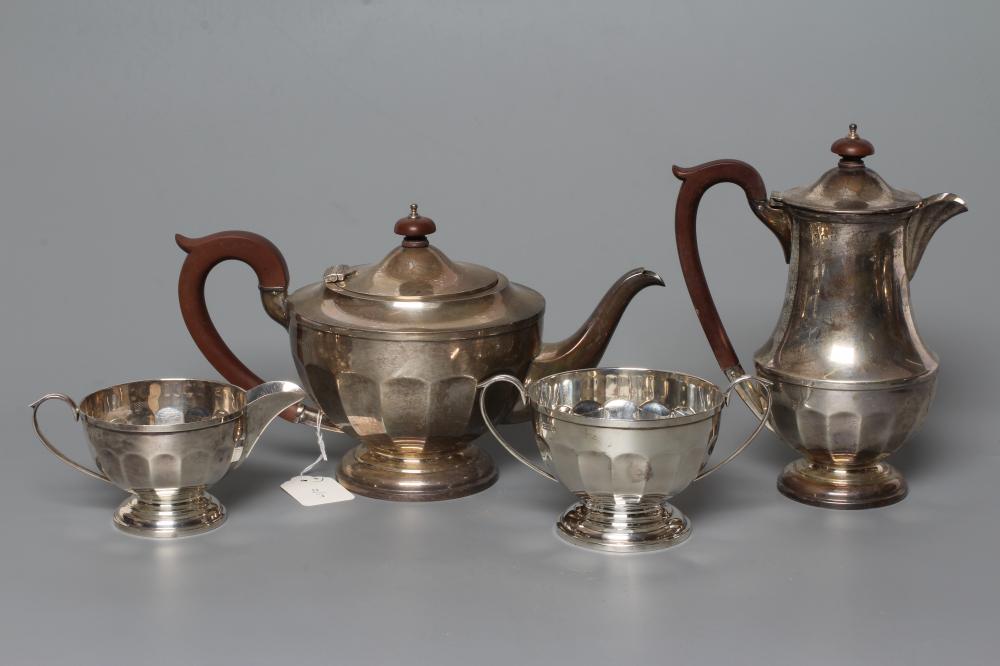 A THREE PIECE SILVER TEA SERVICE Image