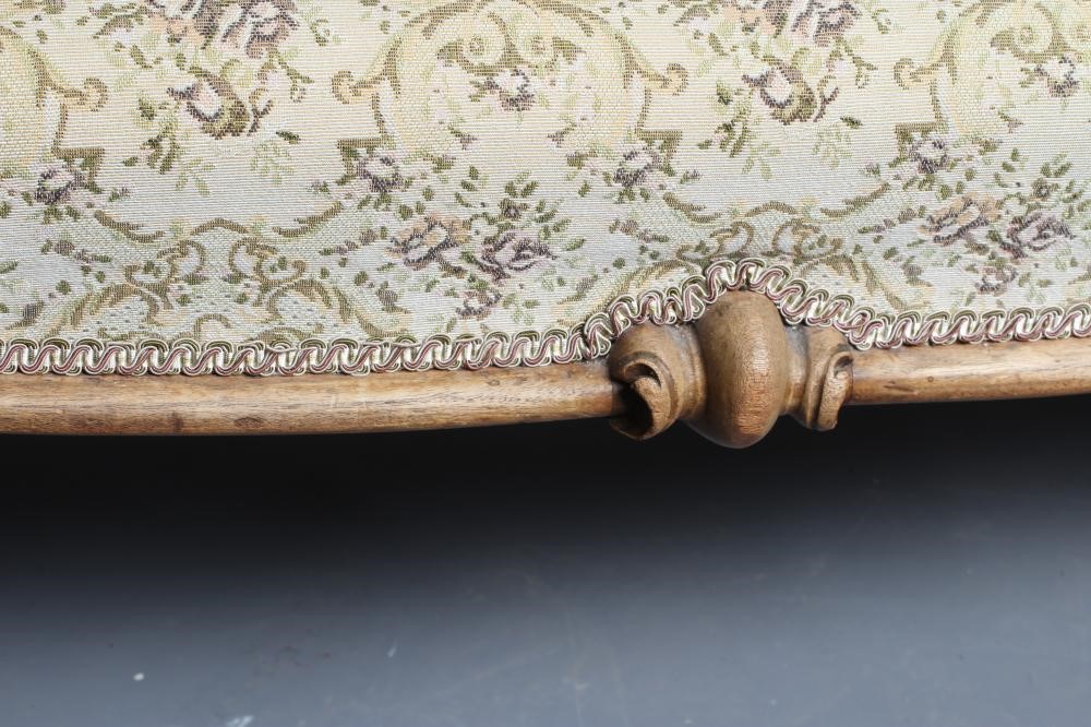A VICTORIAN MAHOGANY LARGE STOOL of oblong form upholstered in a cream floral weave Image