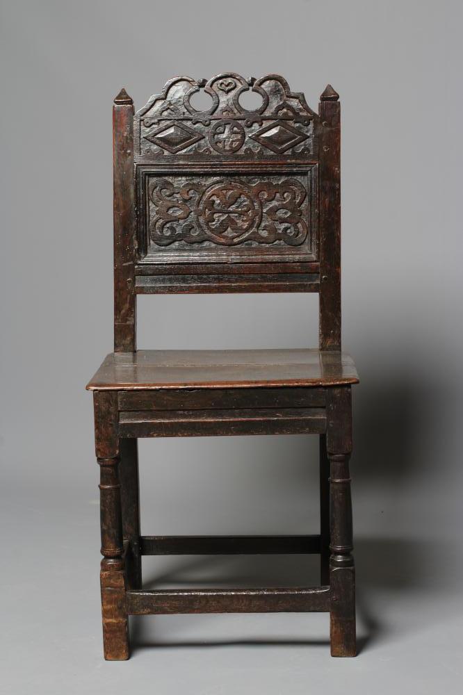 A JOINED OAK BACK STOOL Image